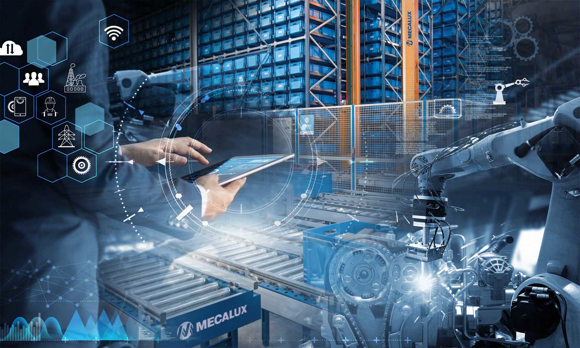 自动化物流包括引入新技术，以达到仓库内外操作的最大效率