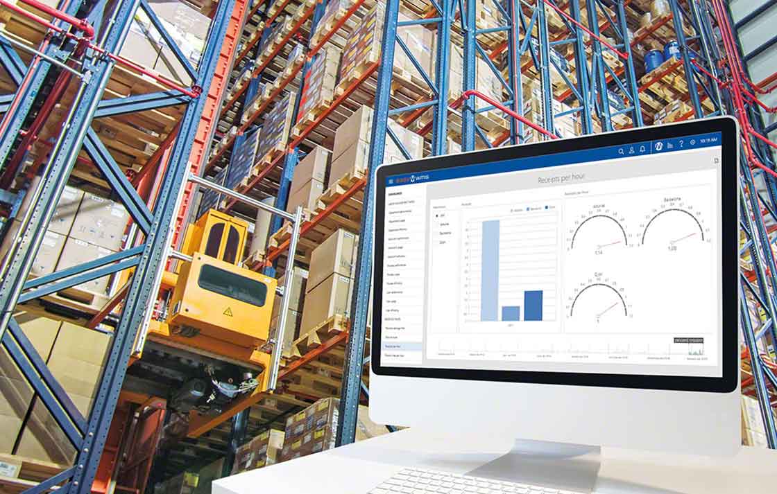 A computer screen showing data analysis with the latest warehouse technology