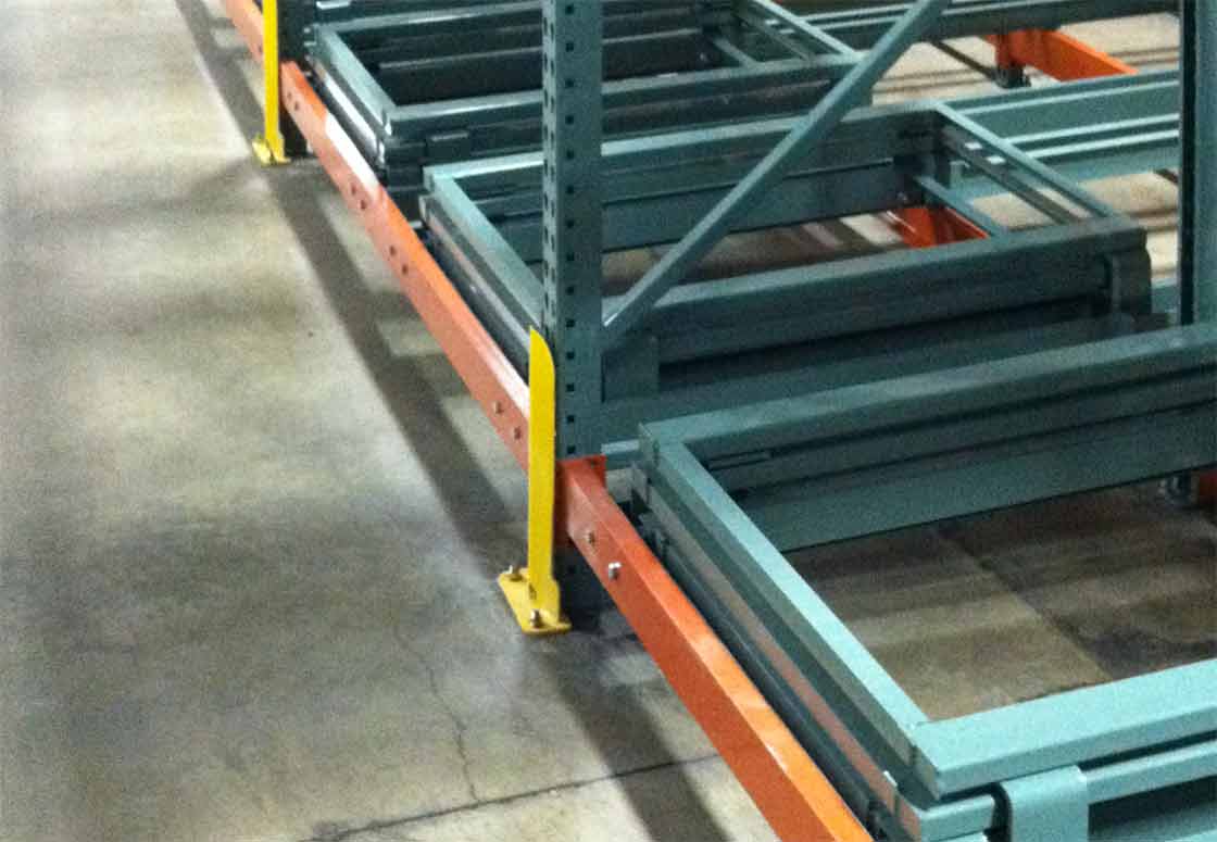 Detail of the push-back racking rails