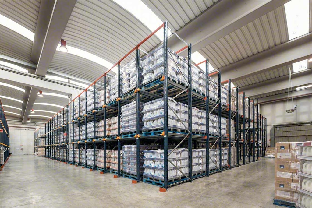 Drive-in racks leverage the available space in terms of both surface area and height