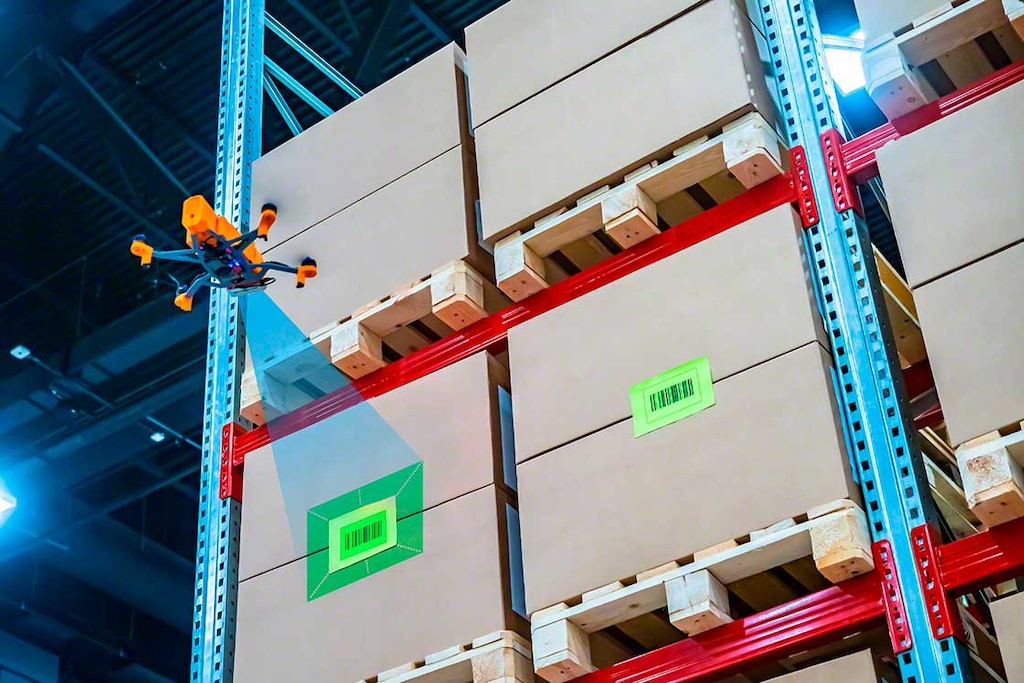 Drones could take inventory in the warehouse, inspecting which items are stored on the racks