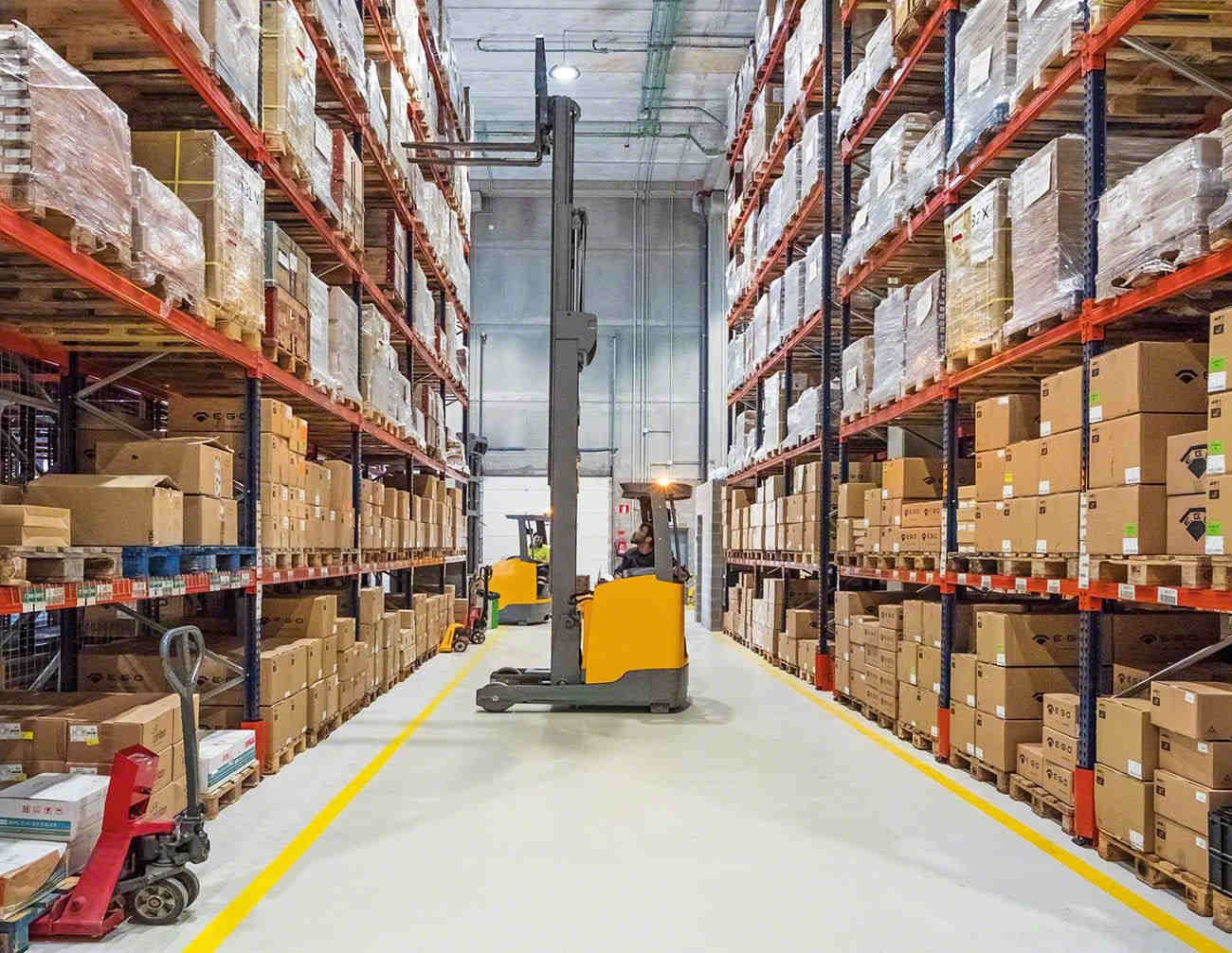 Goods stored in racks Goods stored in racks