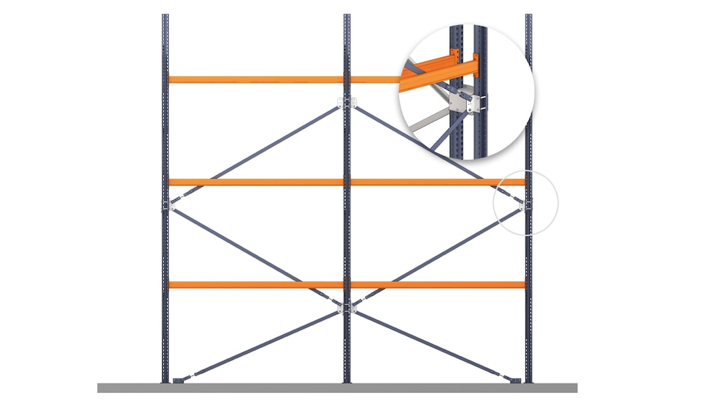 Bracing or cross bracing consists of metal profiles attached to the frames to fortify the structure