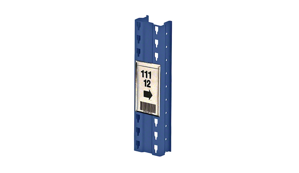 The sign holder is an accessory affixed to the post to identify the racks with an internal code