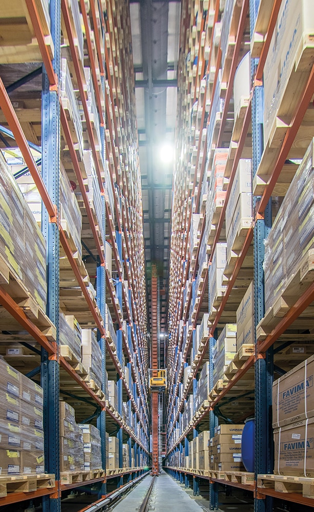 The Mega Pharma automated warehouse is 236’ long, 39’ wide and 79’ high, and kept at a controlled temperature
