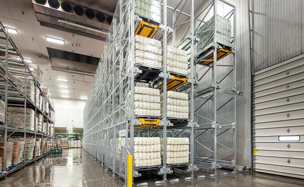 The Pallet Shuttle from Interlake Mecalux manages Producers Dairy's products