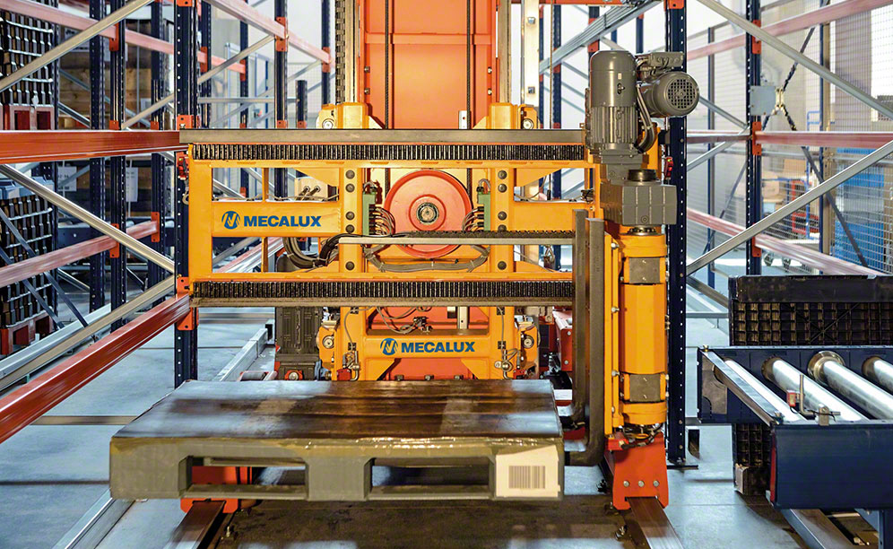 AS/RS trilateral stacker crane in the SMA Magnetics warehouse