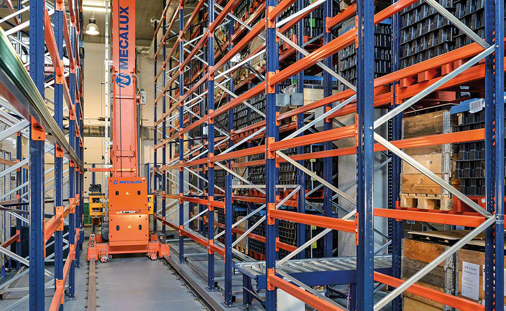 The AS/RS warehouse of SMA Magnetics connected to production