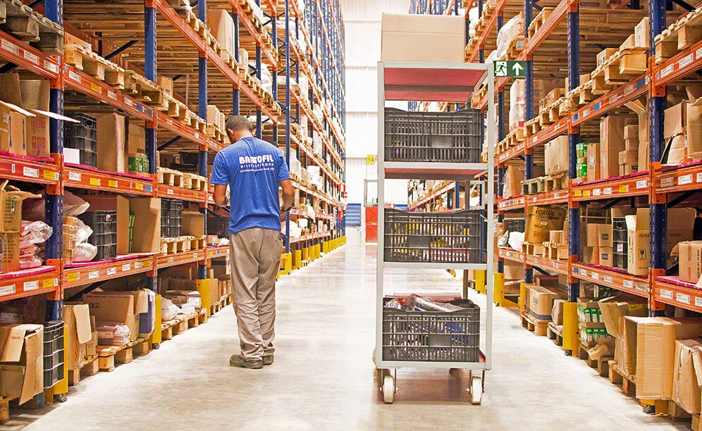 The warehouse houses close to 10,000 different SKUs