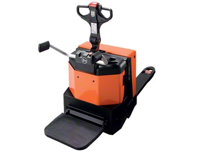 Electric rider pallet truck with fold up platform