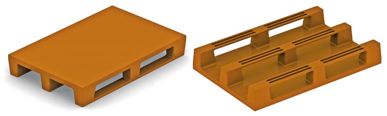 These plastic pallets are manufactured in the same way as wooden europallets. There is no reason why they should cause problems unless they are not strong enough.