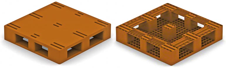 这种型号与2型木托盘非常相似，带有周边滑块。限制与那些托盘相同。