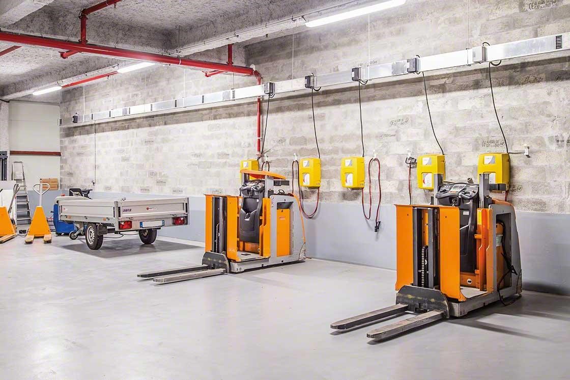 The warehouse zone for equipment maintenance must comply with all safety standards.