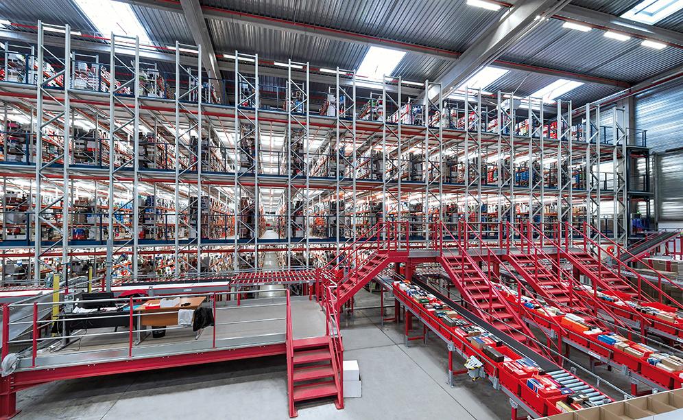 A large picking warehouse to manage online shoes sales