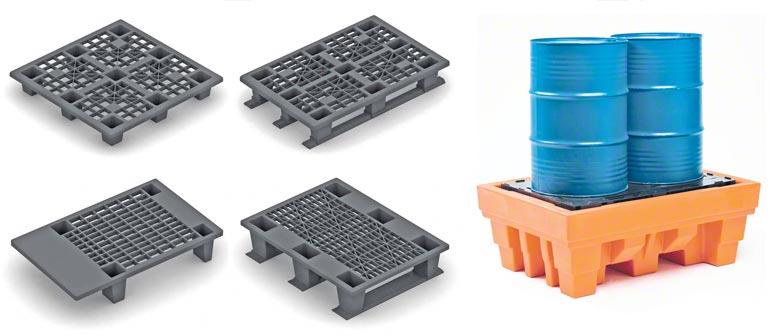 Different plastic pallet models. Image provided by Disset.