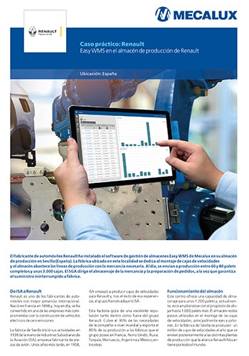 Easy WMS of Interlake Mecalux runs the warehouse of the car maker Renault Easy WMS of Interlake Mecalux runs the warehouse of the car maker Renault