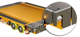 The 3D Pallet Shuttle includes 4 aisle guide wheels