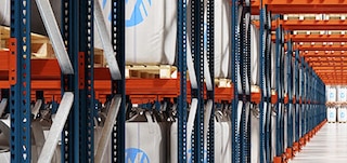 Frames and beams make up the racks in which the pallets are stored