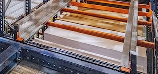Rails enable the 4-Way shuttle to move along the aisles and channels
