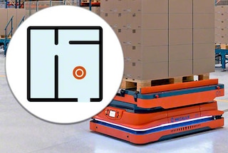 When configuring the system, an AMR scans the warehouse to generate a virtual map