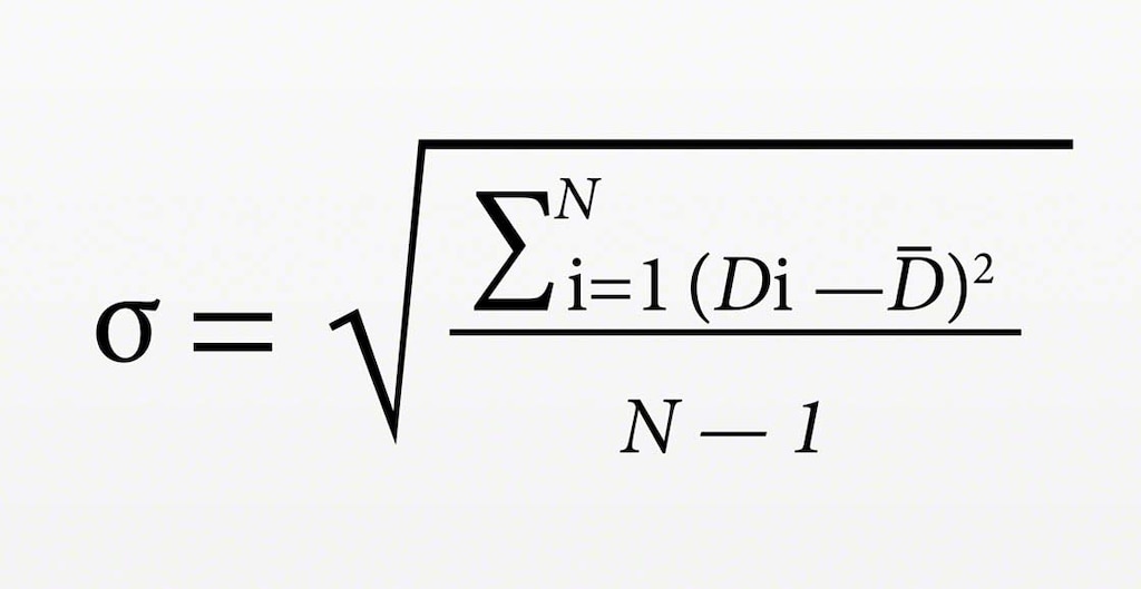 Standard deviation formula for determining demand variability