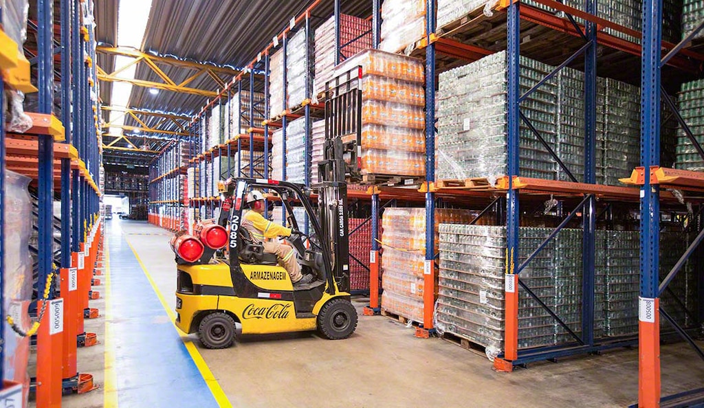 Drive-in pallet racking is an optimal high-density storage system for accommodating large quantities of the same SKU