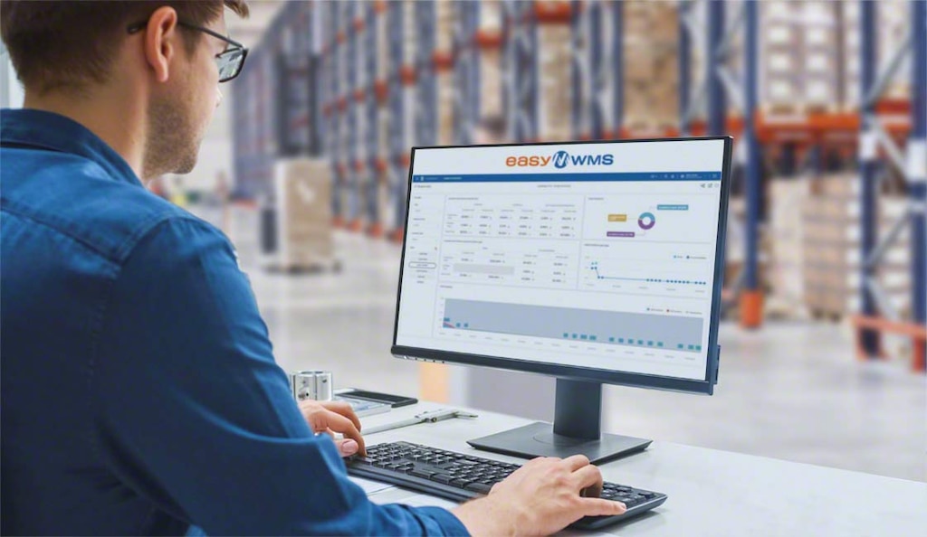 A warehouse management system keeps inventory status updated in real time