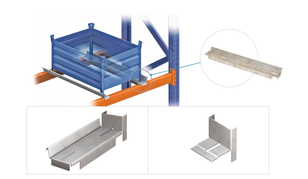 A minimum of two support crossbars are used per bin, one on each side