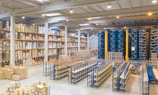 Racking systems are typically made of metal and used in industrial warehouses