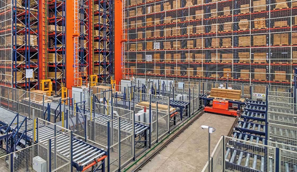 Rail guided vehicles have accelerated picking at Bathroom Mountain’s warehouse