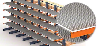 Continuous decking facilitates the gap-free storage of boxes, packages and pallets on cantilever warehouse racking