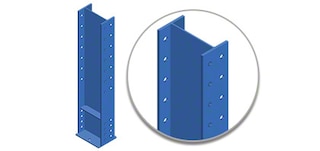 Columns are vertical profiles to which cantilever rack arms are attached