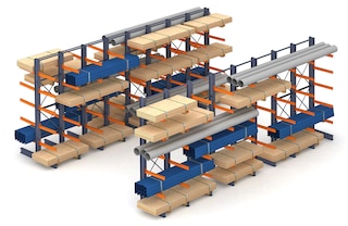 Mecalux cantilever racking is ideal for pipes, profiles, and lumber