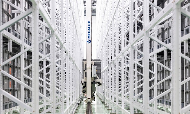 The AS/RS in Gerresheimer’s Peachtree City warehouse stands 43' high