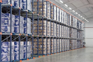 Drive-in pallet racking is ideal for storing many pallets of the same SKU