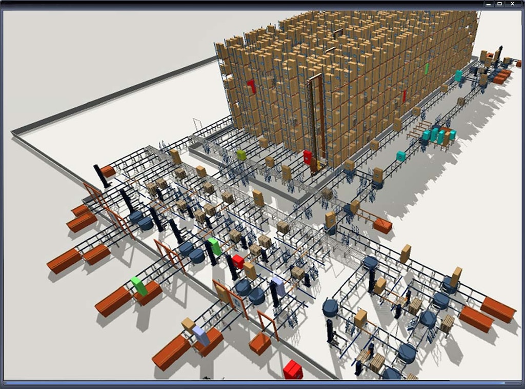 Through simulation software, logistics strategies are validated through a virtual representation