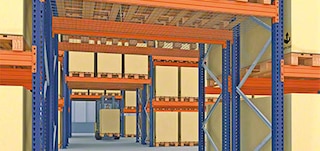 Tunnel bay in industrial pallet racking