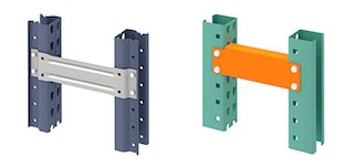 Row spacer for warehouse pallet racking