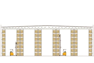 Rack-supported buildings with heavy-duty pallet racks