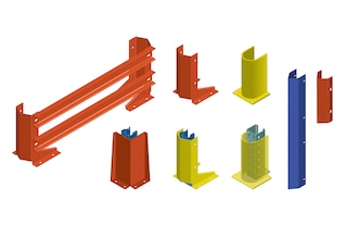 Pallet rack protectors safeguard the vertical elements against accidental impacts