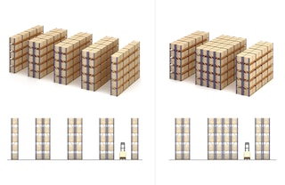 Single-deep and double-deep pallet racks