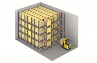 In a shuttle rack system, forklifts do not need to drive inside the storage lanes