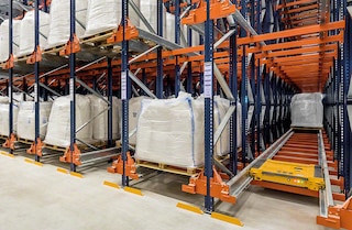 The Pallet Shuttle can work in racking more than 200' deep