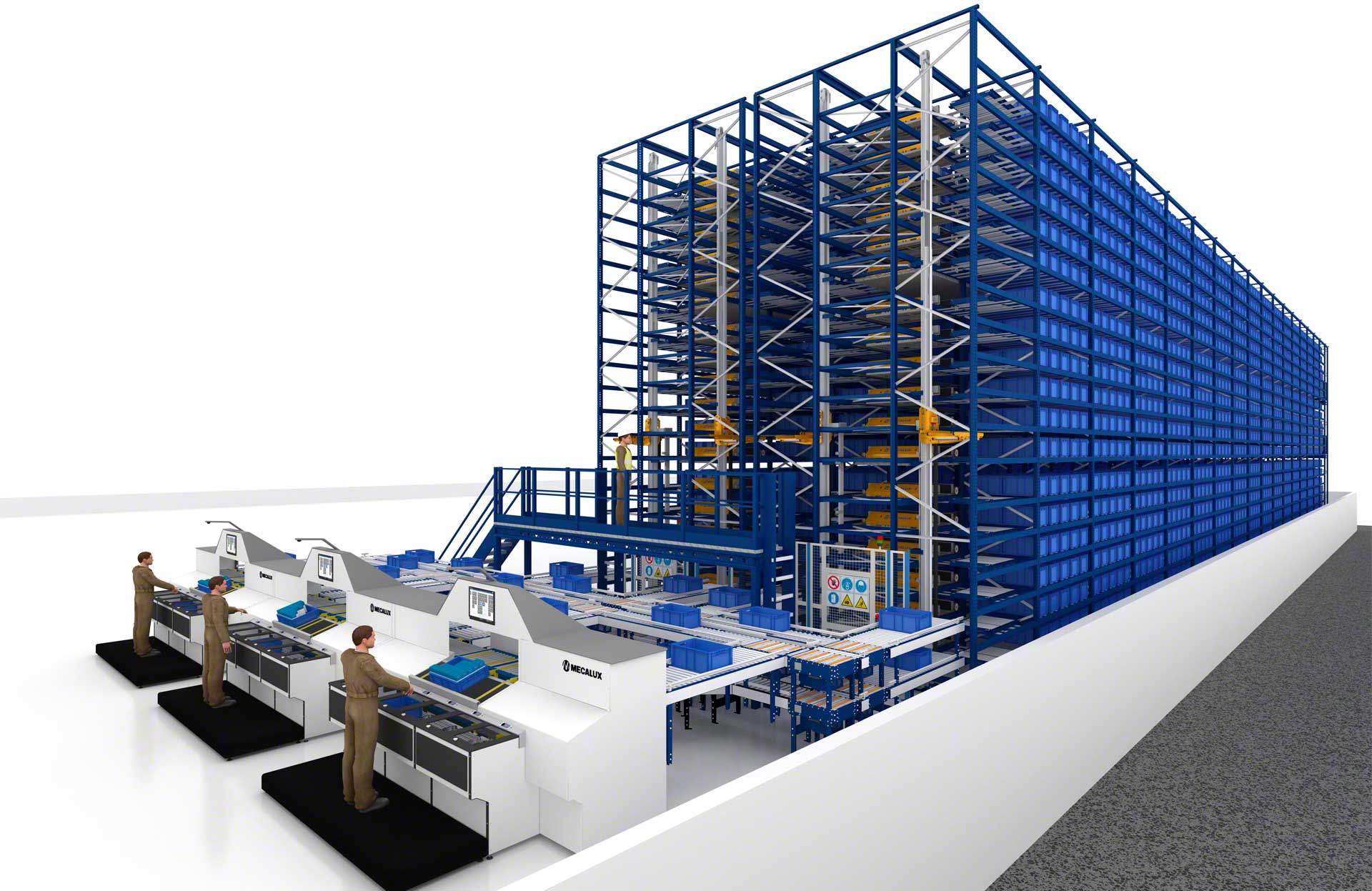 The high-performance pick station can be integrated with the Shuttle System to speed up order picking