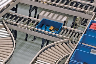 At the end of the picking operation, the order box is moved to another area of the facility