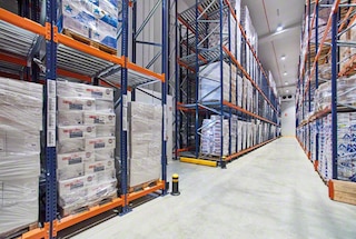 Push back racking is commonly used in cold stores