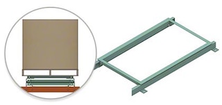 The carts in push back racking move along the rails