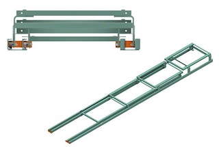 The 5-pallet set is formed by 4 rails and 4 carts