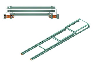 The 4-pallet set is formed by 4 rails and 3 carts