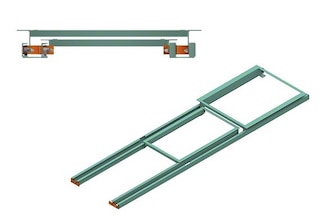 The 3-pallet set includes 4 rails and 2 carts